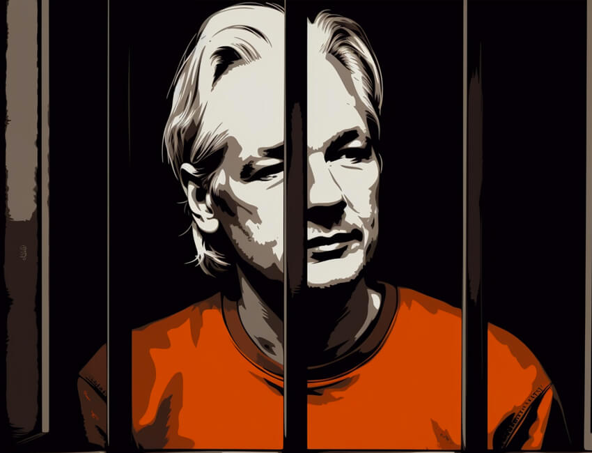 julian-assange-in-prison-portrait-393332169